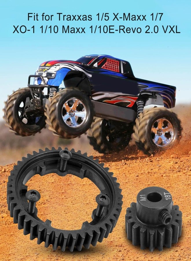 ULZOZN Hardened Steel 46T Spur Gear 1 Mod ＆ 18T Motor Pinion Gear, Fit for Traxxas 1/5 X-Maxx 1/7 XO-1 1/10 Maxx/E-Revo 2.0 VXL Replace #6447 - Image 4